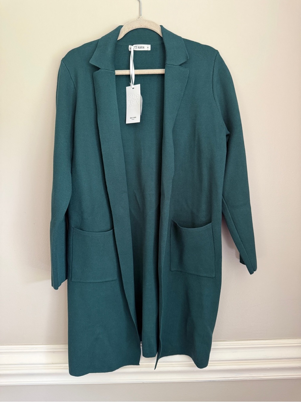 NWT Grace Karin Open-Front Long Cardigan Sweater, size medium